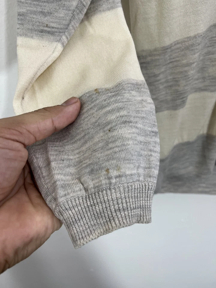 Cárdigan Suéter Academia Grandpa P Pequeña Lana Cachemira Cabaña Costa Rayas Foto 4 de 4