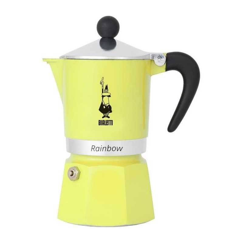 Cafetière italienne Bialetti jaune pour un expresso dynamique au petit-déjeuner
