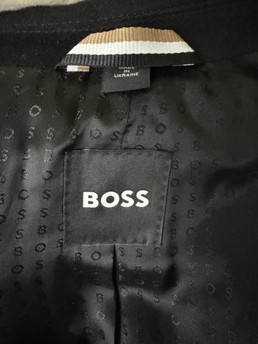 $695 Hugo boss Men’s Slim Fit Wool-Cashmere Overcoat Italian Fabric Black 38R - Picture 10 of 12