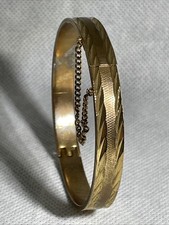 18K RGP vergoldeter Armreif/Spange+Kette, D-6.3cm, B-0.8cm,25.5g,“Monetmuster“