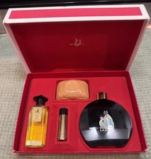 Eau MY SIN Vintage Lanvin Perfume Shaker Dusting Powder Soap Gift Set In Box