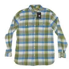 Levi's The Worker Button Up Flannel Shirt Mens Medium Green Blue Relaxed Fit