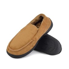 Moccasins Slippers for Men House Slippers Indoor 8-9 Women/7-8 Men Brown