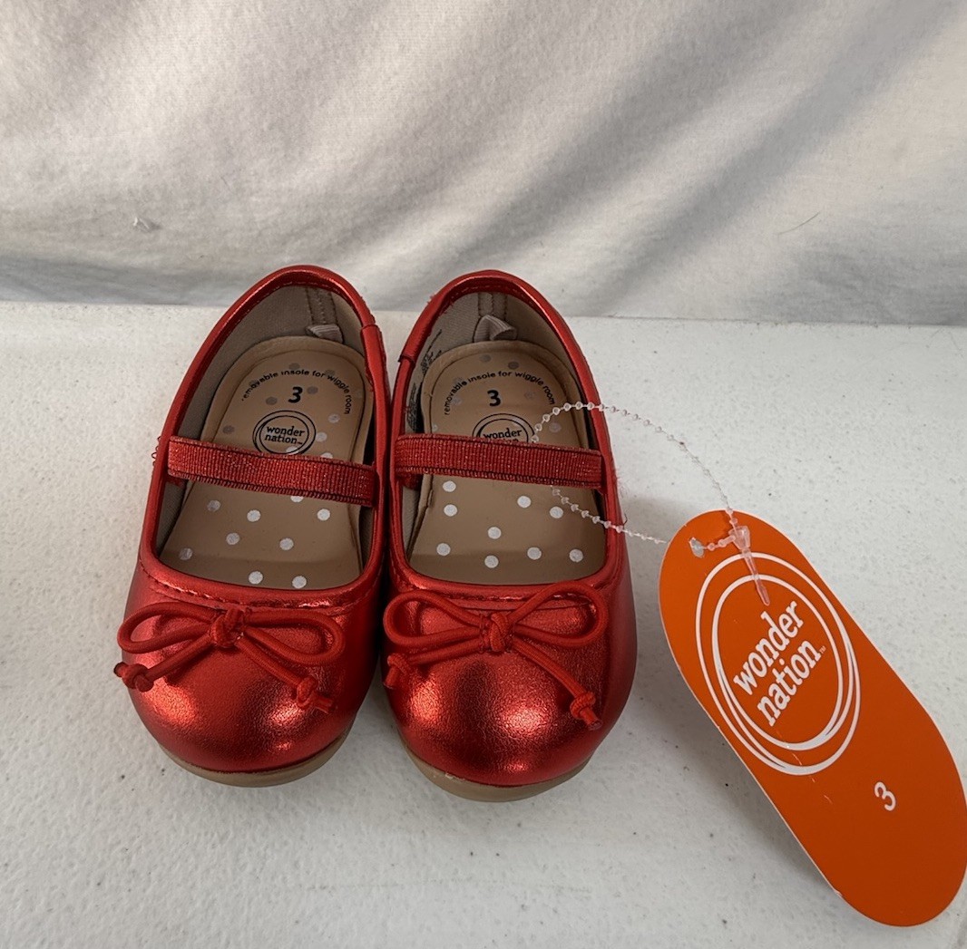 Wonder Nation Baby Girl Red Dress Shoes Size 3 NWT