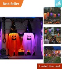 2 Pcs Halloween Witch Hats with Lights - Vibrant Outdoor Indoor Ornaments