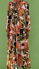 farm rio dress Pink Toucananas Maxi Long Sleeve Wrap Skirt NWT Size S