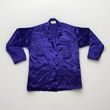 Vintage Victoria  s Secret Gold Label Purple Satin Pajama Top Small Petite