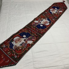 Christmas Tapestry Santa Claus Head with Toys Sleigh Table Runner 72" x 13"