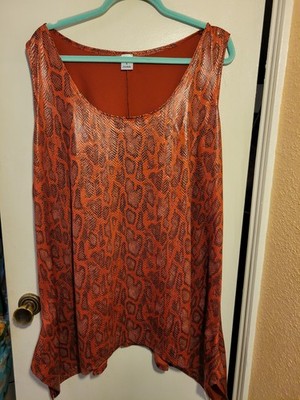 Coco & Juan 1X/2X Rust Snake Knit Plus Size Top Sleeveless Tank Sexy Tunic Woman