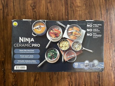 Ninja 10pc NeverStick Ceramic Pro Cookware Set. Blue! New!