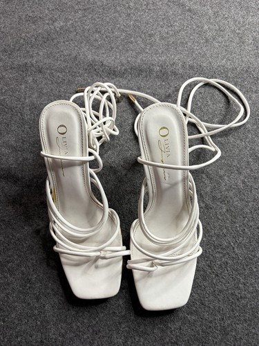 Olivia Ferguson Women's Blush Color Square Toe Strappy High Heel Sandal Size 6+