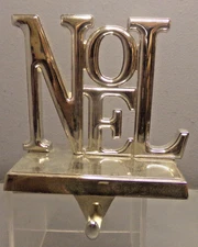 CHRISTMAS   SILVER-TONE NOEL  STOCKING HOLDER