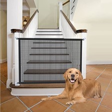 Dog Mesh Gate 29 x 45 in Black Polyester Pack of 1 for Stairs and Doorways