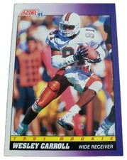 1991 Score Rookie #595 Wesley Carroll Miami Hurricanes Football Card (O6. rookie card picture