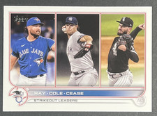 Robbie Ray, Gerrit Cole, Dylan Cease 2022 Topps Series 1 League Leaders #138 
