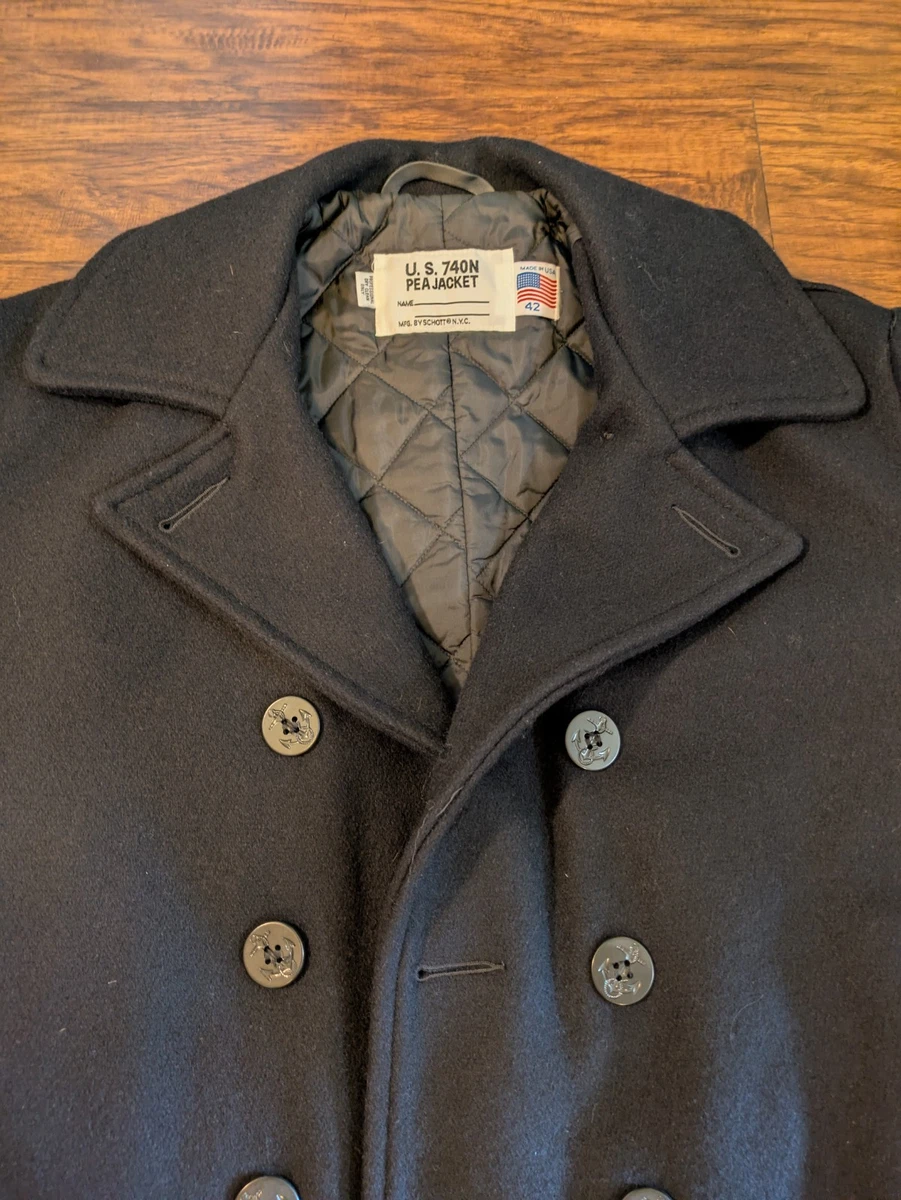 Chaqueta Schott NYC US 740N Pea Chaquetón Talla 42 Hecha en EE. UU.