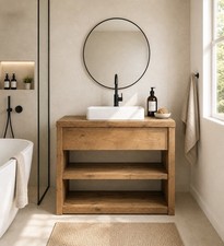 Solid Wooden wash stand freestanding bathroom vanity Unit Sink Stand
