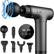Massage Gun Deep Tissue, Percussion Muscle Massager w/ 6 Attachments 30 Speeds