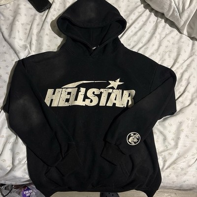 Hellstar Men s Black Pullover Hoodie Graphic Logo Print Hooded Pockets Size S
