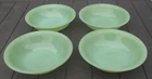 Vintage SET of Four AH Fire King Jane Ray Jadite Jadeite Ribbed 6” Cereal Bowls