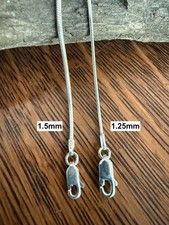 Italian solid 925 Sterling Silver snake chain 16" or 18", 1.5mm or 1.25mm