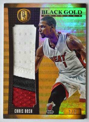 2014-15 CHRIS BOSH Gold Standard 7/7 Prime Black Gold Threads Game Worn Patch