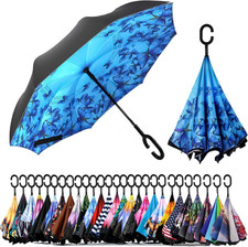49/56 Inch Inverted Reverse Upside down Umbrella, Extra Large Double Canopy Vent
