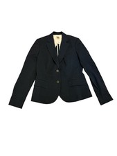 Vintage Anne Klein Navy Blazer Cotton Poly Lined Business corporate Preppy Sz 4