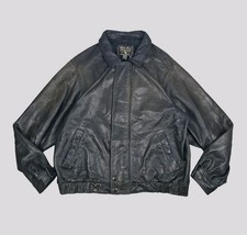 Vintage Eddie Bauer dicke schwere Leder schwarze Bomberjacke Herren Größe XL