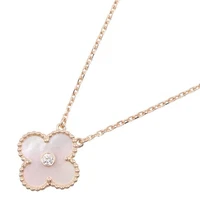 Van Cleef & Arpels Vintage Alhambra Diamond Mother of Pearl Necklace 18KRG Women