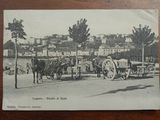 LAGO DI LUGANO STUDIO AL QUAI CARROZZE CAVALLI SVIZZERA VIAGGIATA 1910 - FIACRE