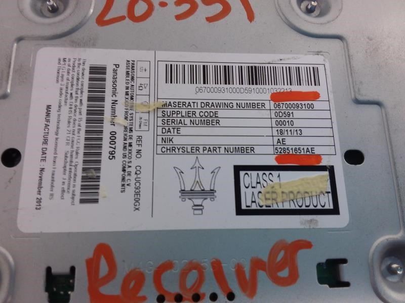 2014 MASERATI QUATTROPO OEM Receiver Part Number 52851651AE