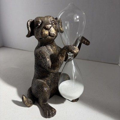 Hour Glass Sand Timer Dog Figurine Sculpture Desk Office  Kitchen Decor