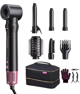 7-in-1 Brosse sèche-cheveux & Styler de cheveux, Séchoir à sourcils à séchage rapide & Curling Styling