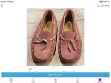 Pink Uggs Moccasin Slip On Size 7 Suede Leather Women's