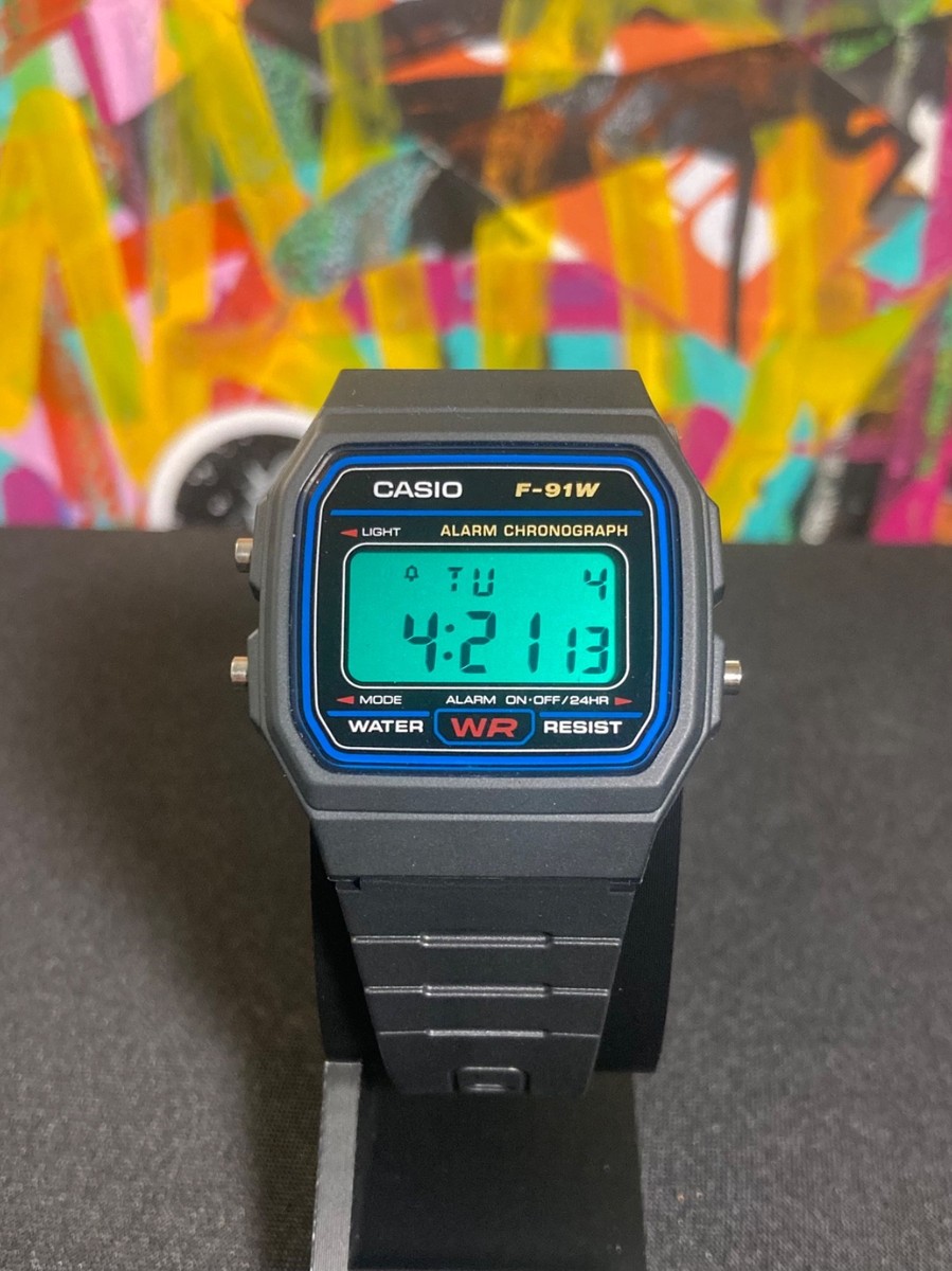 Custom Casio F91W Color Screen Mod Teal