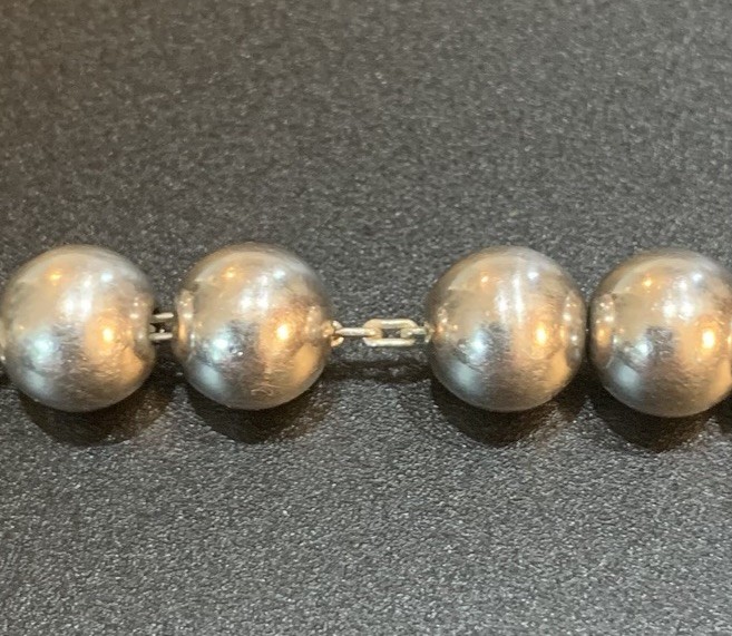 Vintage Sterling Silver Ball Bead Bracelet View 3