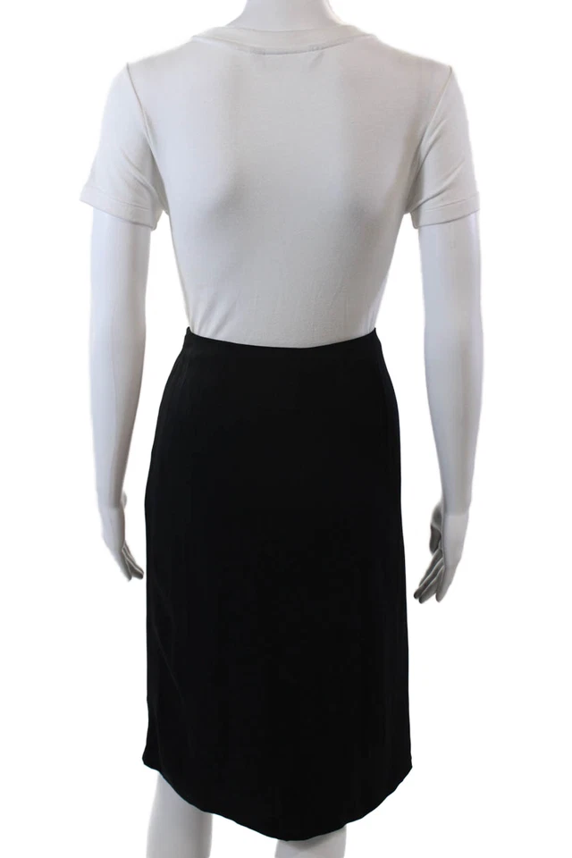 Ralph Lauren Purple Label Womens Textured Pleated Lined Zip Pencil Skirt Black S - Image 3 of 4