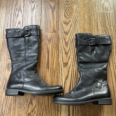 ECCO Leather Mid Calf Buckle Detail Riding Boots Women's Size 38 (7-7.5) New