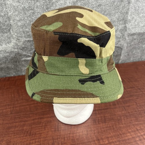 US Army Military Issue BDU Woodland Camo Hot Weather Cap Mütze Size 7 3/8