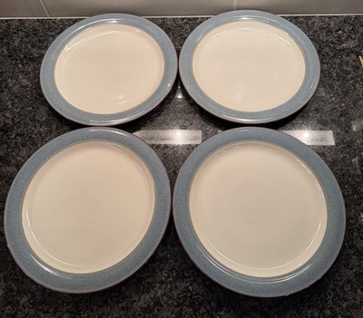 Denby Langley -Cream Blue Stoneware 10 1/2  Dinner Plate - Set of 4