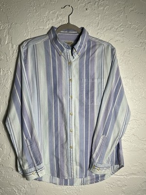 L.L.Bean Women s Medium Regular Blue Purple Stripe Oxford Button Down Shirt