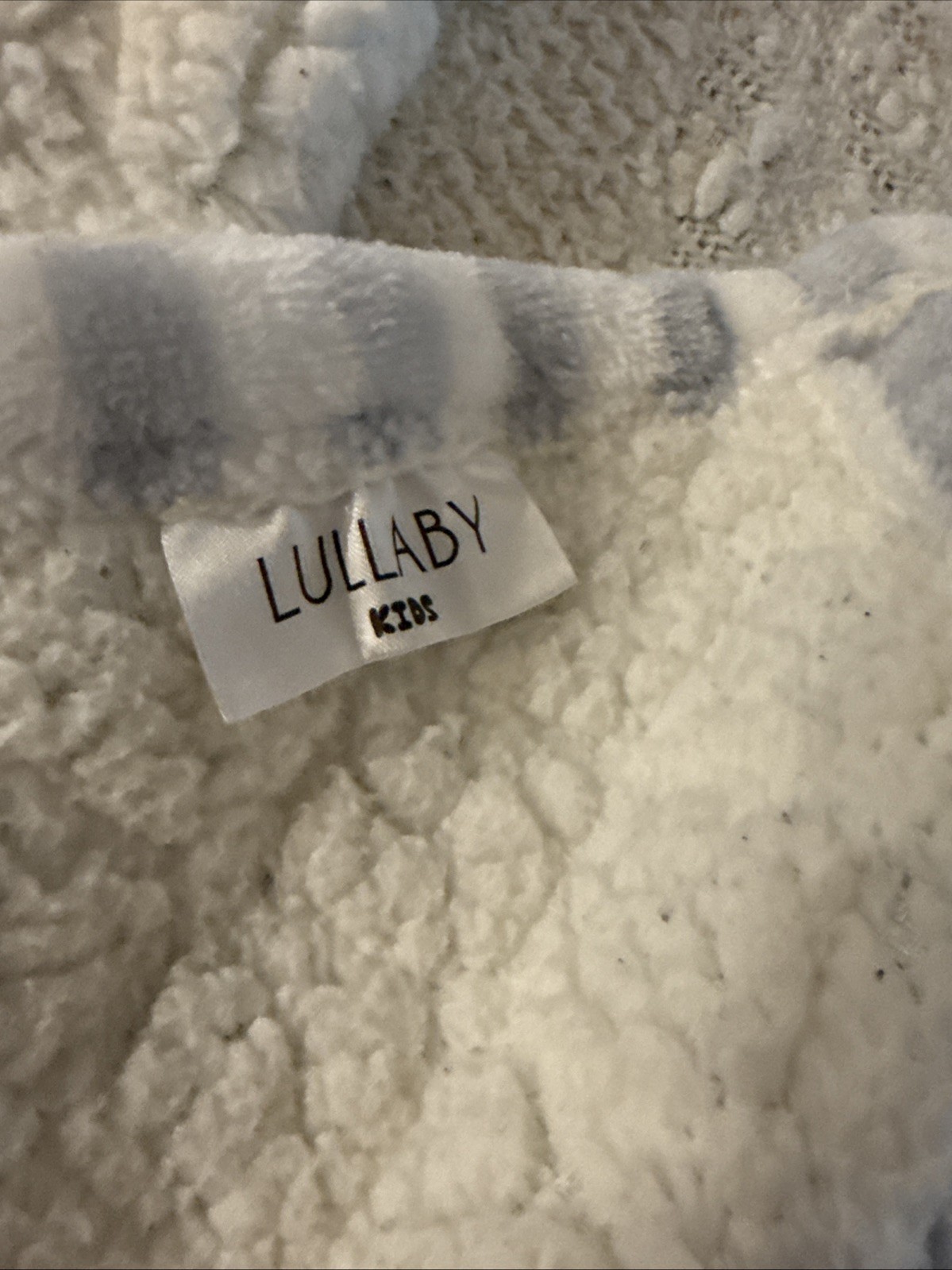 Lullaby Kids Embossed Stars Baby Blanket Blue Gray White Striped Sherpa 30x40