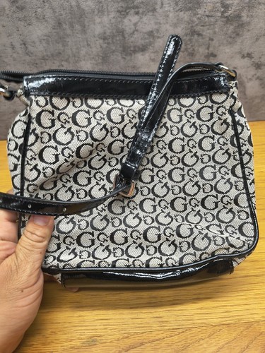 Vintage Guess Logo Crossbody Satchel Pouch Purse Bag Gray Black - Picture 4 of 8