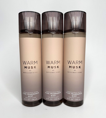3 NEW Bath & Body Works WARM MUSK Fine Fragrance Mist Spray Perfume 8oz