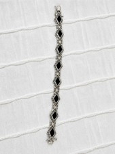 Vintage 925 Sterling Silver Marcasite Black O...