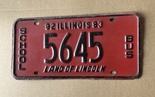 1982 1983 Illinois IL SCHOOL BUS License Plate Low Number 5645