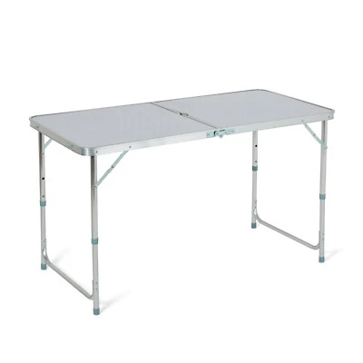 4FT FOLDING CAMPING TABLE ALUMINIUM PICNIC PORTABLE ADJUSTABLE PARTY BBQ OUTDOOR - Image 1 of 4