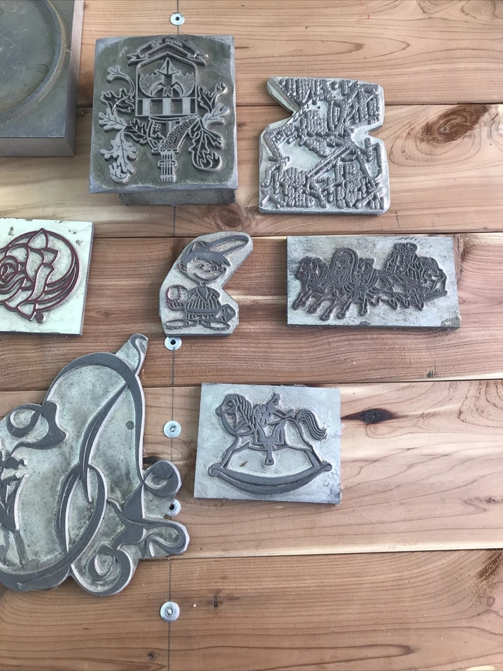 24 Piece Lot of Vintage Printing Press Plates Mostly Pictorials - Image 3 of 4