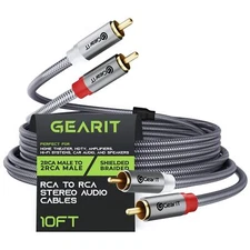 GEARit RCA Cable 10FT 2RCA Male to 2RCA Male Stereo Audio Cables Shielded Bra...